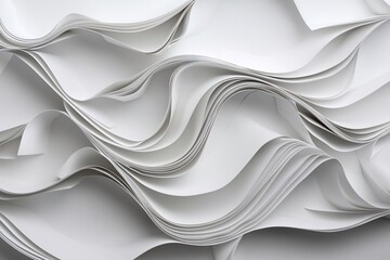 Overlapping soft white curves resembling paper waves, shadow emphasized. Generative AI