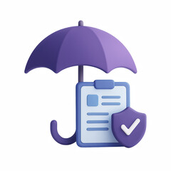 Insurance concept with umbrella and document shield icon
