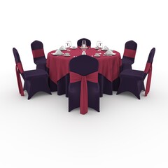 3d render Banquet Table and Chair design element Furniture