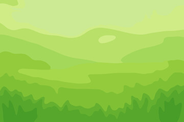 Lush Abstract Pastel Green Landscape Background. Blurred Gentle Grass Field and Rolling Hills. Soft Spring Nature Scene. Vibrant Outdoor Vector Backdrop for Eco, Organic, Fresh, Summer Designs