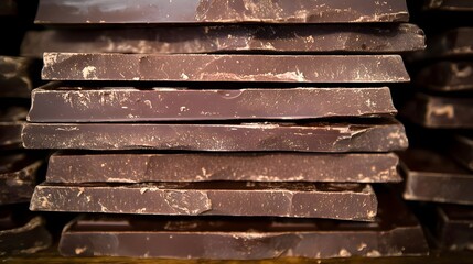 Stacked Chocolate Bars on a Wooden Wall for Sweet Treats Display