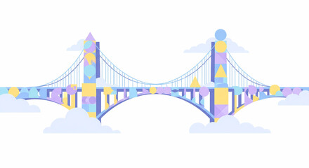 Abstract Geometric Bridge with Colorful Shapes