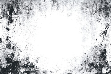 Distressed vintage grunge texture with central white space on monochrome vector background transparent PNG, minimalist branding template and digital UI element.

