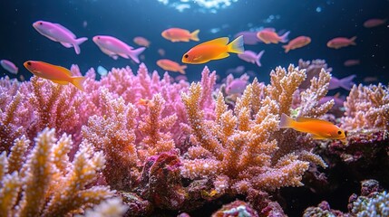 Fototapeta premium Vibrant coral reef teeming with fish (1)