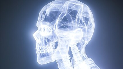 Obraz premium Glowing skull x-ray, medical, science background, anatomy study