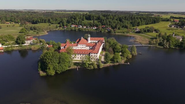 A summer drone flight across the seeon monastery which is at the same time a political meeting point for CSU