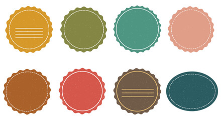 Colorful vintage blank badges with scalloped edges and textures vector illustration