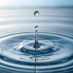 Water droplet impacting still surface creating ripples