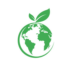 Green Globe with Leaves Eco Friendly Planet Earth Icon 1