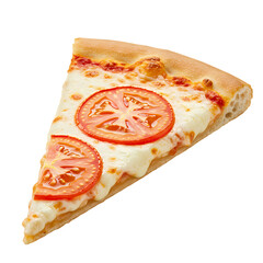 A Slice of Cheese and Tomato Pizza isolated on transparent baackground