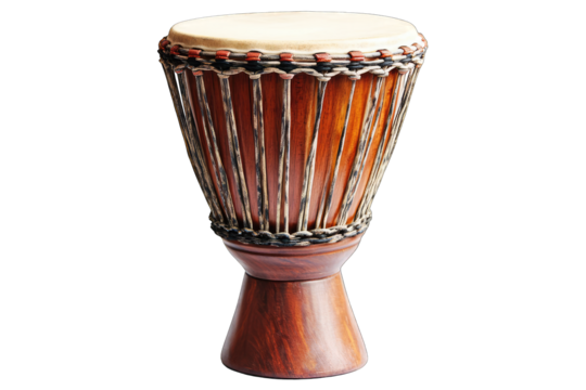 Wooden drum with dark brown and tan accents