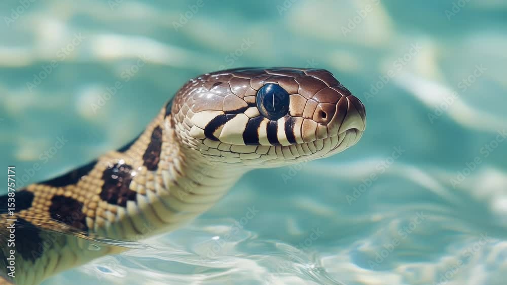 Poster a close-up view of a snake submerged in water