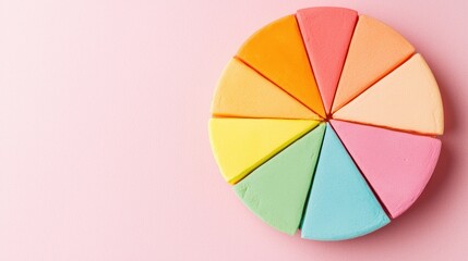 Obraz premium Colorful Circular Cake Slices on Soft Pink Background