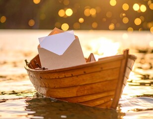 Carta a Santa viajando en bote sobre lago
