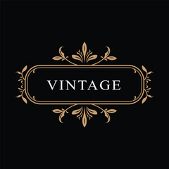 Vintage Label Luxury Monograme Floral Motifs Design