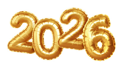 Gold Balloon Numbers Depicting the Year 2026, Perfect for Party Events