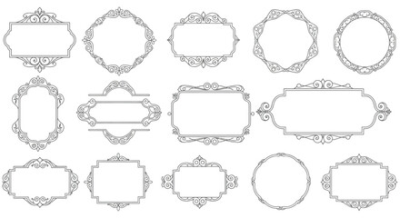 Elegant ornate vintage decorative borders and frames set vector illustration