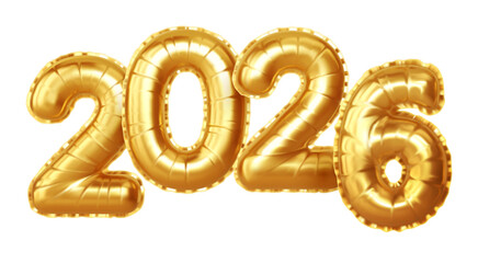 Vector Illustration of Golden Balloon Numbers Forming 2026 on a White Background, Highlighting a Festive and Celebratory Theme, Perfect for New Year's, Anniversaries, or Special Occasions Decoration.