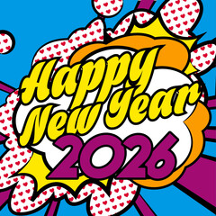 Happy New Year 2026 carte popart 3