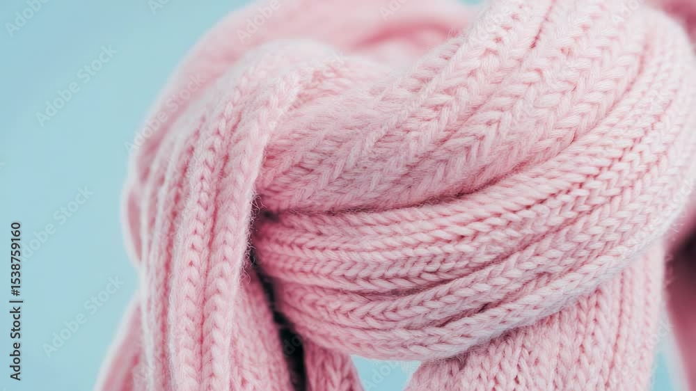 Poster A pink scarf with a subtle pattern on a bright blue background, perfect for adding a pop of color to your design