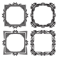 Decorative Floral Frames Set Collection - Swirling Art Nouveau Inspired Designs
