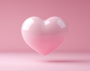 Soft Pink Heart Floating on a Subtle Pink Background for Romance