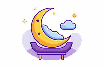 crescent moon bed float stars dream sky sleep