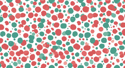 Vibrant red and green polka dot pattern on white background vector illustration