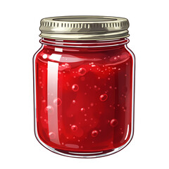 A Jar of Homemade Raspberry Jam isolated on transparent baackground