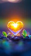 Sunset heart glass nature hope sunrise sprout