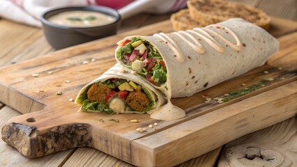 Delicious falafel wrap with tahini sauce