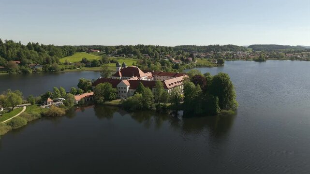A summer drone flight across the seeon monastery which is at the same time a political meeting point for CSU