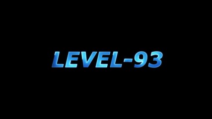 Animated bright blue level 93 text on black background for gaming content.