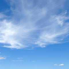 Obraz premium blue sky with light scattered white clouds