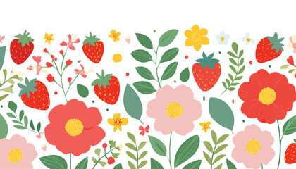 Fototapeta premium Set of tropical leaves and exotic flower. Palm, banana leaf, hibiscus, plumeria flowers, bird of paradise. Bouquets with tropical flowers. Vector flat cartoon illustration. flower, leaf, hawaii, 