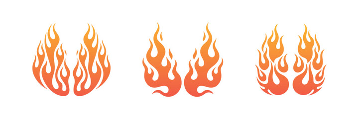 Unique Crayon drawn red fire flames icons collection. Fire flame icon. Crayon vector logo. Hot fire on white background. Flame simple illustration. Graphic heat symbol. Hand drawn  