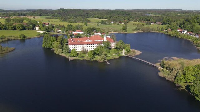 A summer drone flight across the seeon monastery which is at the same time a political meeting point for CSU