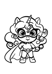 Superhero unicorn cat coloring page