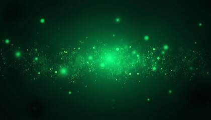 Fototapeta premium Green Glowing Particles Abstract Background
