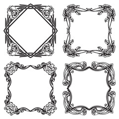 Retro Decorative Floral Frames Set Collection
