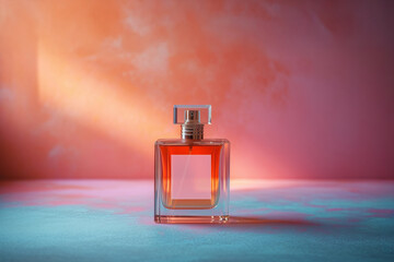 Elegant Perfume Bottle Displayed Against a Warm Artistic Background