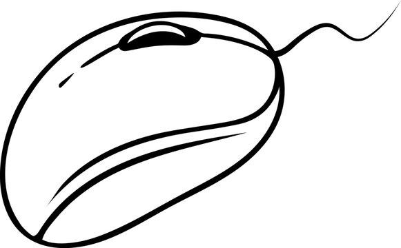 black and white computer mouse outline clip art preview