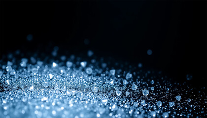 Diamonds scattered on a dark surface