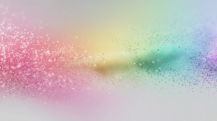 Fototapeta premium Rainbow glitter explosion on a light gray background suitable for festive designs, celebratory invitations, vibrant party decorations, and sparkly backgrounds.