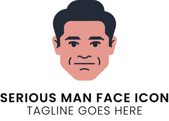 Serious Man Face Icon Profile Picture Avatar Design Graphic art male head flat human image adult    