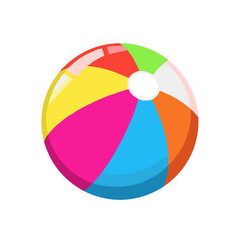 Obraz premium Colorful beach ball with sections in pink, yellow, green, and blue 