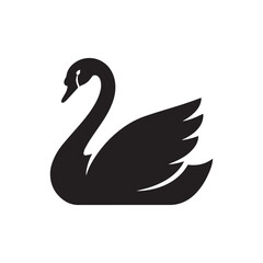 Minimal black swan icon symbolizing grace, beauty, and elegance.