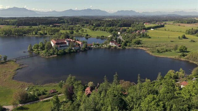 A summer drone flight across the seeon monastery which is at the same time a political meeting point for CSU