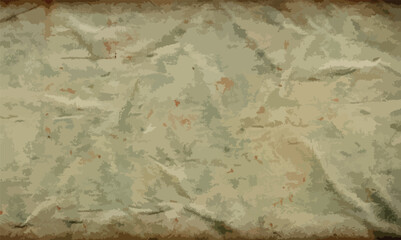 Old and weathered military tarp canvas texture with faded green and beige tones, showing creases, stains, distressed surface. For backgrounds, vintage designs, grunge overlays, or camouflage themed.