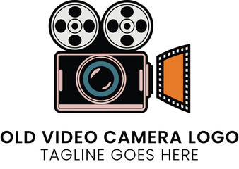 Vintage Film Camera Logo Design Retro Style Icon Graphic old art reel movie video media image cinema